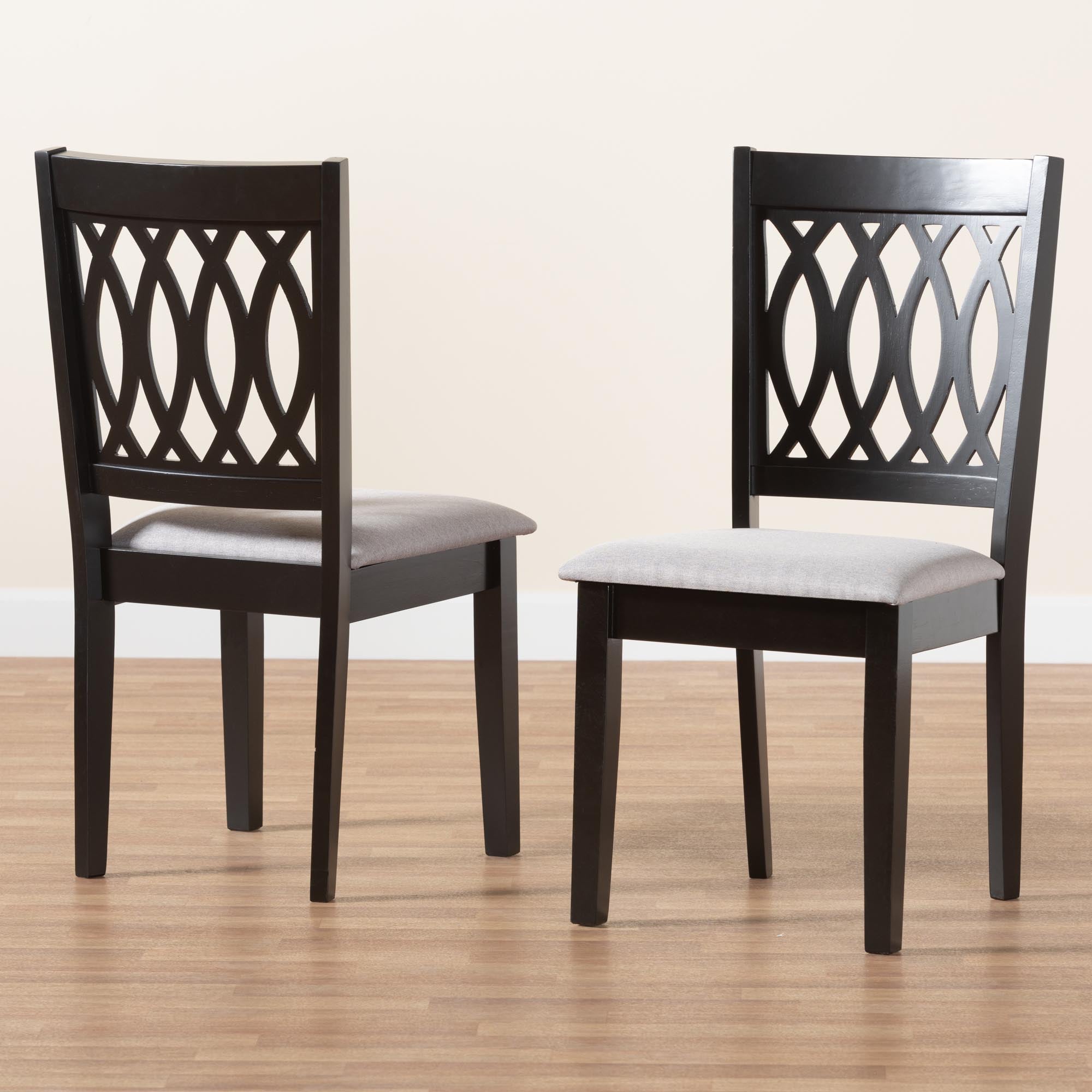 Baxton Studio Florencia Modern Grey Fabric And Espresso Brown Finished Wood 2-Piece Dining Chair Set