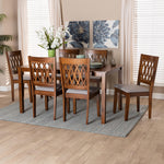 Load image into Gallery viewer, Baxton Studio Florencia Modern Grey Fabric And Walnut Brown Finished Wood 7-Piece Dining Set
