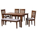 Load image into Gallery viewer, Baxton Studio Florencia Modern Grey Fabric And Walnut Brown Finished Wood 6-Piece Dining Set
