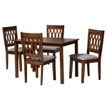 Load image into Gallery viewer, Baxton Studio Florencia Modern Grey Fabric And Walnut Brown Finished Wood 5-Piece Dining Set
