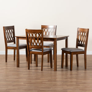 Baxton Studio Florencia Modern Grey Fabric And Walnut Brown Finished Wood 5-Piece Dining Set