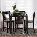 Load image into Gallery viewer, Baxton Studio Genesis Modern Beige Fabric And Dark Brown Finished Wood 5-Piece Pub Set
