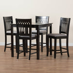 Load image into Gallery viewer, Baxton Studio Genesis Modern Grey Fabric And Dark Brown Finished Wood 5-Piece Pub Set
