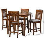 Load image into Gallery viewer, Baxton Studio Genesis Modern Grey Fabric And Walnut Brown Finished Wood 5-Piece Pub Set
