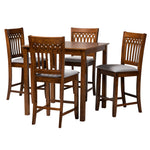 Load image into Gallery viewer, Baxton Studio Genesis Modern Grey Fabric And Walnut Brown Finished Wood 5-Piece Pub Set
