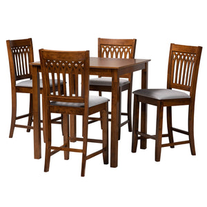 Baxton Studio Genesis Modern Grey Fabric And Walnut Brown Finished Wood 5-Piece Pub Set