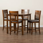 Load image into Gallery viewer, Baxton Studio Genesis Modern Grey Fabric And Walnut Brown Finished Wood 5-Piece Pub Set
