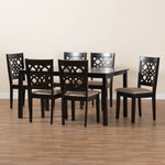 Load image into Gallery viewer, Baxton Studio Abigail Modern Beige Fabric And Dark Brown Finished Wood 7-Piece Dining Set
