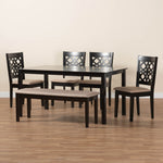 Load image into Gallery viewer, Baxton Studio Abigail Modern Beige Fabric And Dark Brown Finished Wood 6-Piece Dining Set
