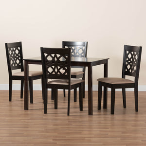 Baxton Studio Abigail Modern Beige Fabric And Dark Brown Finished Wood 5-Piece Dining Set