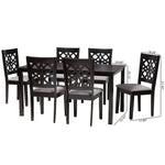 Load image into Gallery viewer, Baxton Studio Abigail Modern Grey Fabric And Dark Brown Finished Wood 7-Piece Dining Set
