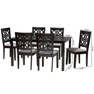 Baxton Studio Abigail Modern Grey Fabric And Dark Brown Finished Wood 7-Piece Dining Set