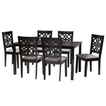 Load image into Gallery viewer, Baxton Studio Abigail Modern Grey Fabric And Dark Brown Finished Wood 7-Piece Dining Set
