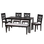 Load image into Gallery viewer, Baxton Studio Abigail Modern Grey Fabric And Dark Brown Finished Wood 6-Piece Dining Set
