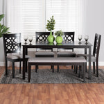 Load image into Gallery viewer, Baxton Studio Abigail Modern Grey Fabric And Dark Brown Finished Wood 6-Piece Dining Set
