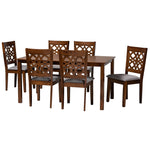 Load image into Gallery viewer, Baxton Studio Abigail Modern Grey Fabric And Walnut Brown Finished Wood 7-Piece Dining Set
