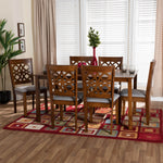 Load image into Gallery viewer, Baxton Studio Abigail Modern Grey Fabric And Walnut Brown Finished Wood 7-Piece Dining Set
