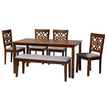 Load image into Gallery viewer, Baxton Studio Abigail Modern Grey Fabric And Walnut Brown Finished Wood 6-Piece Dining Set
