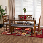 Load image into Gallery viewer, Baxton Studio Abigail Modern Grey Fabric And Walnut Brown Finished Wood 6-Piece Dining Set
