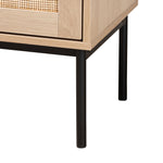 Load image into Gallery viewer, Baxton Studio Sherwin Mid-Century Modern Light Brown And Black 2-Door Storage Cabinet With Woven Rattan Accent
