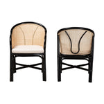 Load image into Gallery viewer, Baxton Studio Miranda Modern Bohemian Two-Tone Black And Natural Brown Rattan 2-Piece Dining Chair Set
