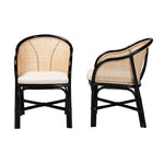 Load image into Gallery viewer, Baxton Studio Miranda Modern Bohemian Two-Tone Black And Natural Brown Rattan 2-Piece Dining Chair Set
