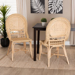 Load image into Gallery viewer, Baxton Studio Jelita Modern Bohemian Natural Brown Rattan 2-Piece Dining Chair Set
