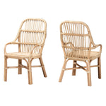 Load image into Gallery viewer, Baxton Studio Sumatera Modern Bohemian Natural Brown Rattan 2-Piece Dining Chair Set
