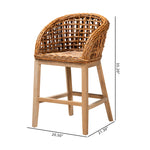 Load image into Gallery viewer, Baxton Studio Mario Modern Bohemian Natural Brown Finished Teak Wood And Rattan 2-Piece Counter Stool Set
