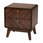 Load image into Gallery viewer, Baxton Studio Markell Mid-Century Transitional Walnut Brown Finished Wood 2-Drawer Nightstand
