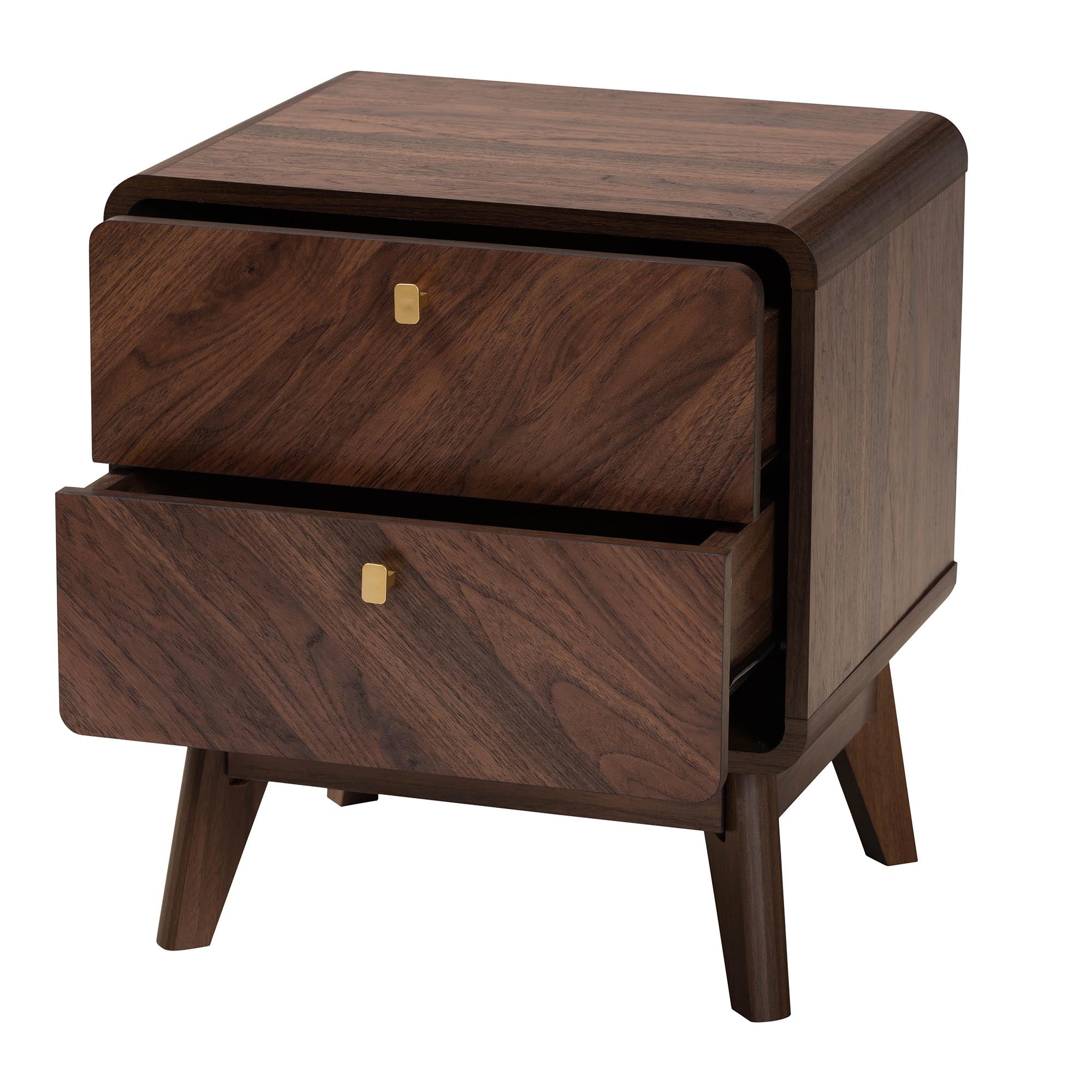 Baxton Studio Markell Mid-Century Transitional Walnut Brown Finished Wood 2-Drawer Nightstand