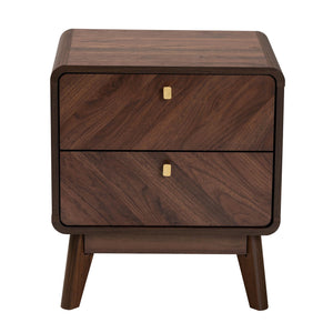 Baxton Studio Markell Mid-Century Transitional Walnut Brown Finished Wood 2-Drawer Nightstand