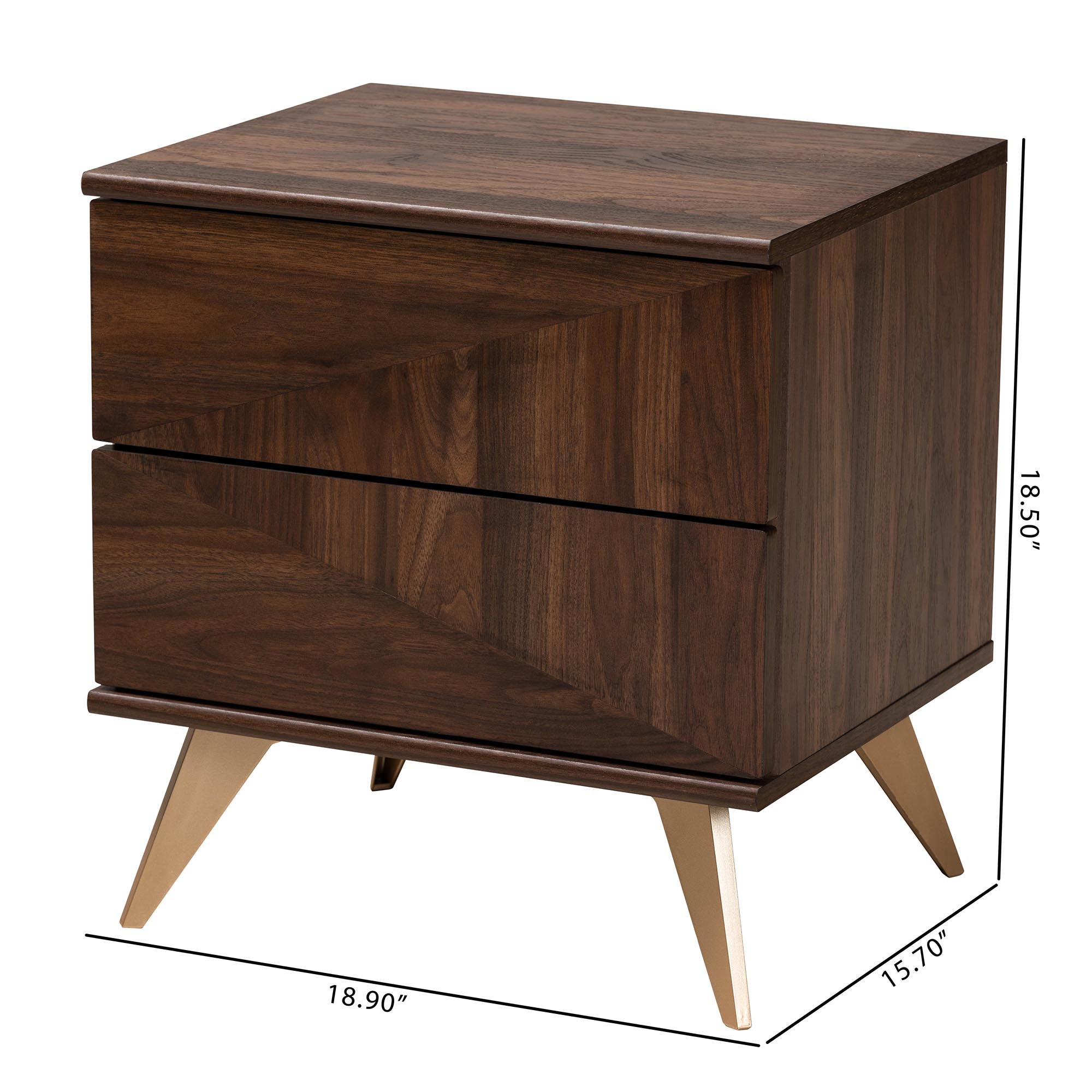 Baxton Studio Graceland Mid-Century Modern Transitional Walnut Brown Finished Wood 2-Drawer Nightstand