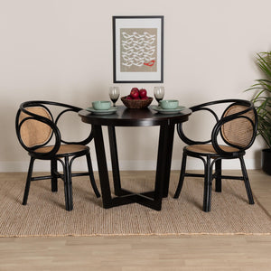 Baxton Studio Palesa Modern Bohemian Two-Tone Black And Natural Brown Rattan Dining Chair