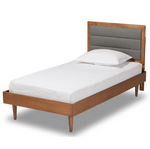 Load image into Gallery viewer, Baxton Studio Seren Mid-Century Modern Fabric Upholstered and Finished Wood Platform Bed
