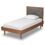 Load image into Gallery viewer, Baxton Studio Saul Mid-Century Modern Fabric Upholstered and Finished Wood Platform Bed
