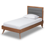 Load image into Gallery viewer, Baxton Studio Linn Mid-Century Modern Fabric Upholstered and Finished Wood Platform Bed
