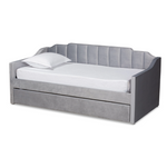 Load image into Gallery viewer, Baxton Studio Lennon Modern and Contemporary Velvet Fabric Upholstered Daybed with Trundle
