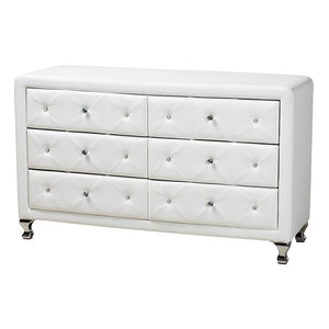 Baxton Studio Luminescence Wood Contemporary White Upholstered Dresser