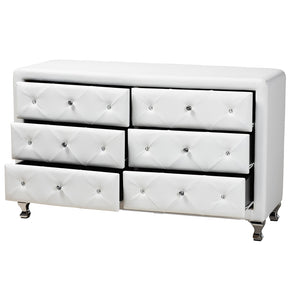 Baxton Studio Luminescence Wood Contemporary White Upholstered Dresser