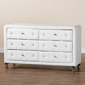 Baxton Studio Luminescence Wood Contemporary White Upholstered Dresser