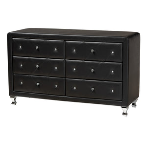 Baxton Studio Luminescence Wood Contemporary Black Upholstered Dresser