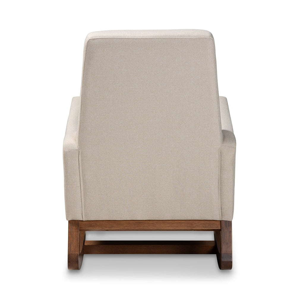 Baxton Studio Yashiya Mid-Century Retro Modern Light Beige Fabric Upholstered Rocking Chair