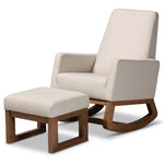 Load image into Gallery viewer, Baxton Studio Yashiya Mid-Century Retro Modern Light Beige Fabric Upholstered Rocking Chair And Ottoman Set
