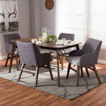 Load image into Gallery viewer, Baxton Studio Monte Mid-Century Modern Walnut Wood Rectangular 5-Piece Dining Set
