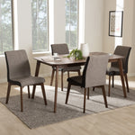 Load image into Gallery viewer, Baxton Studio Kimberly Mid-Century Modern Beige And Brown Fabric 5-Piece Dining Set
