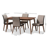 Load image into Gallery viewer, Baxton Studio Kimberly Mid-Century Modern Beige And Brown Fabric 5-Piece Dining Set
