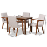 Load image into Gallery viewer, Baxton Studio Glenda Mid-Century Modern Greyish Beige Fabric Upholstered And Walnut Brown Finished Wood 5-Piece Dining Set
