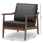 Load image into Gallery viewer, Baxton Studio Venza Mid-Century Modern Walnut Wood Black Faux Leather Lounge Chair
