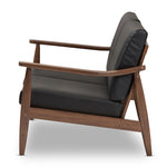 Load image into Gallery viewer, Baxton Studio Venza Mid-Century Modern Walnut Wood Black Faux Leather 2-Seater Loveseat
